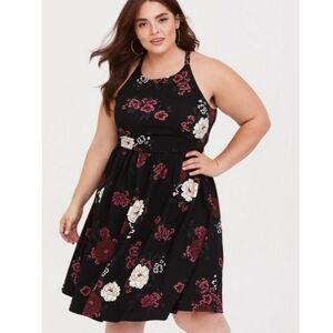 Torrid Textured Knit Floral Skater Dress